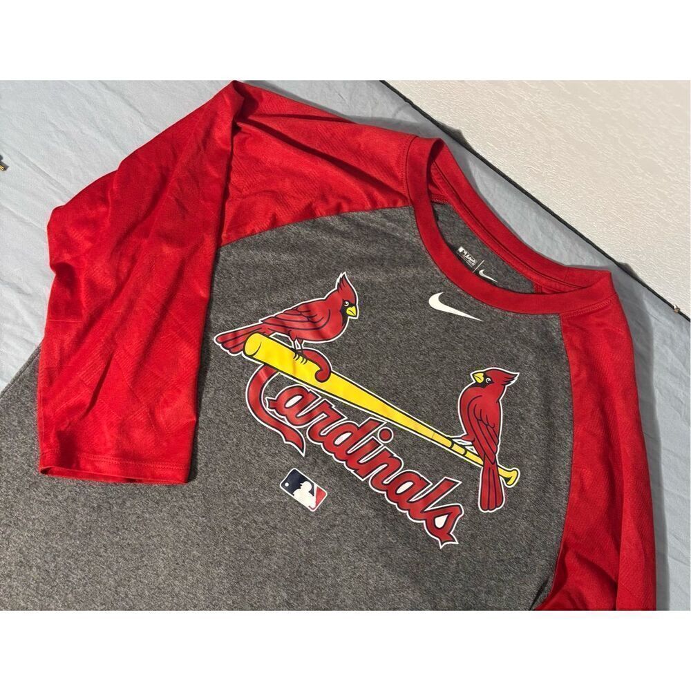 Nike St Louis Cardinals Shirt Adult Large Athletic Fit Gray 3/4 Sleeve Dri-Fit